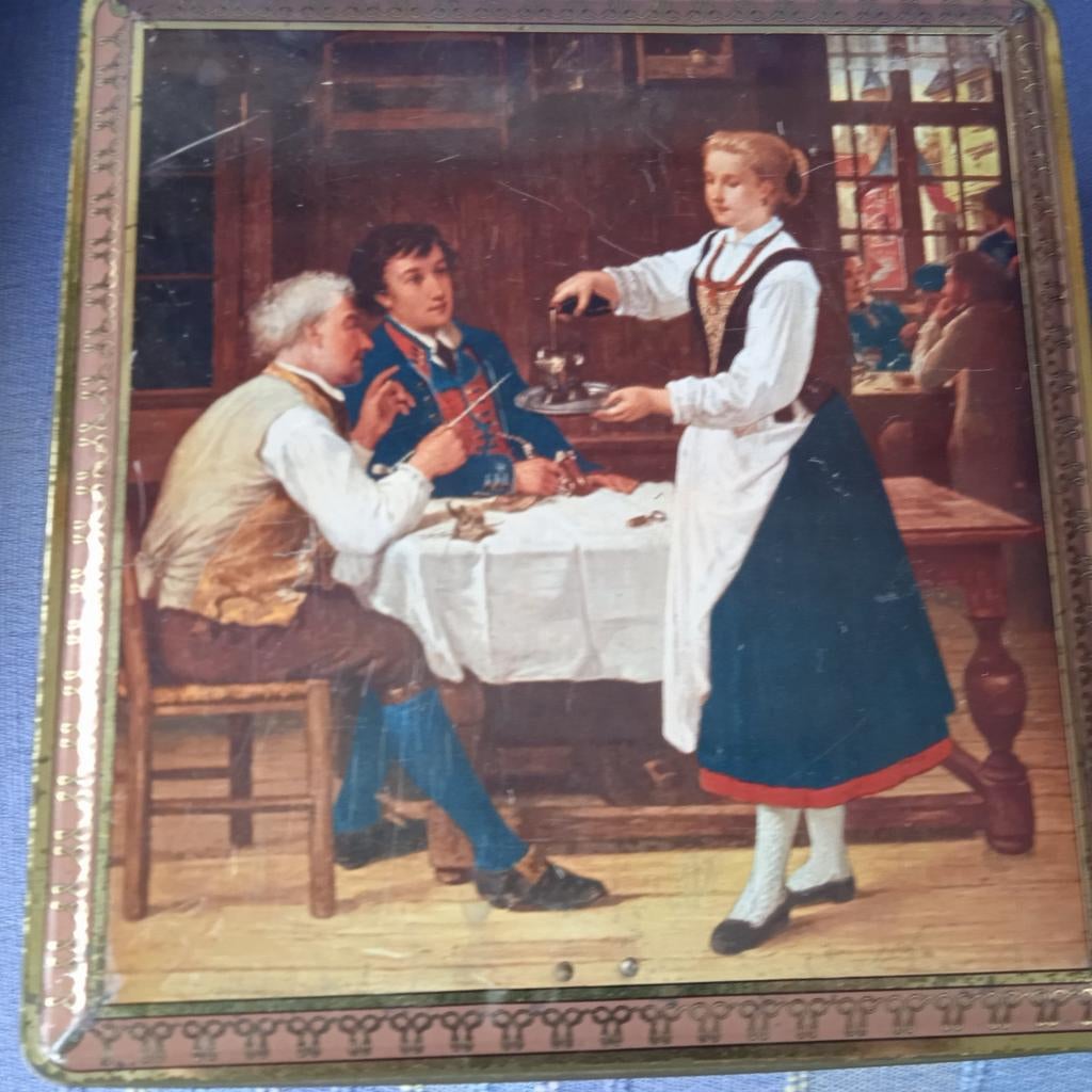 Ancienne boîte en fer blanc, Demaret, +70 ans, bon état, Collections, Enlèvement ou Envoi, Comme neuf