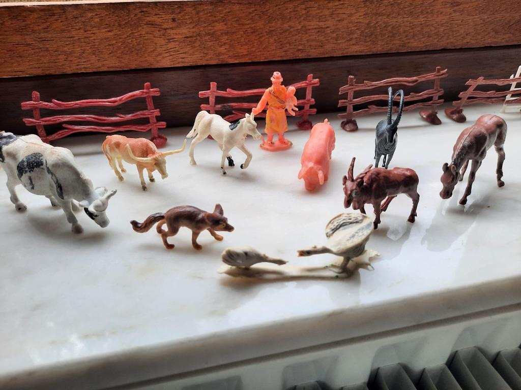 Complete Vintage Boerderij Speelset - Plastic Dieren, Herder, Ophalen