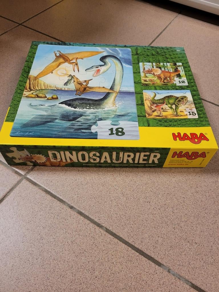 Dinosaurier- 3-tal Haba puzzels, Ophalen of Verzenden, Zo goed als nieuw