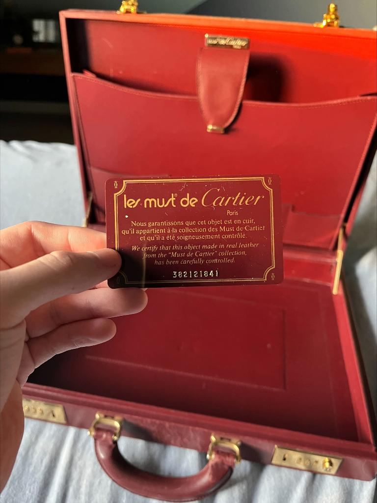 Les Must de Cartier leren attachékoffer, Handtassen en Accessoires, Koffers, Ophalen, Gebruikt, Leer, Slot