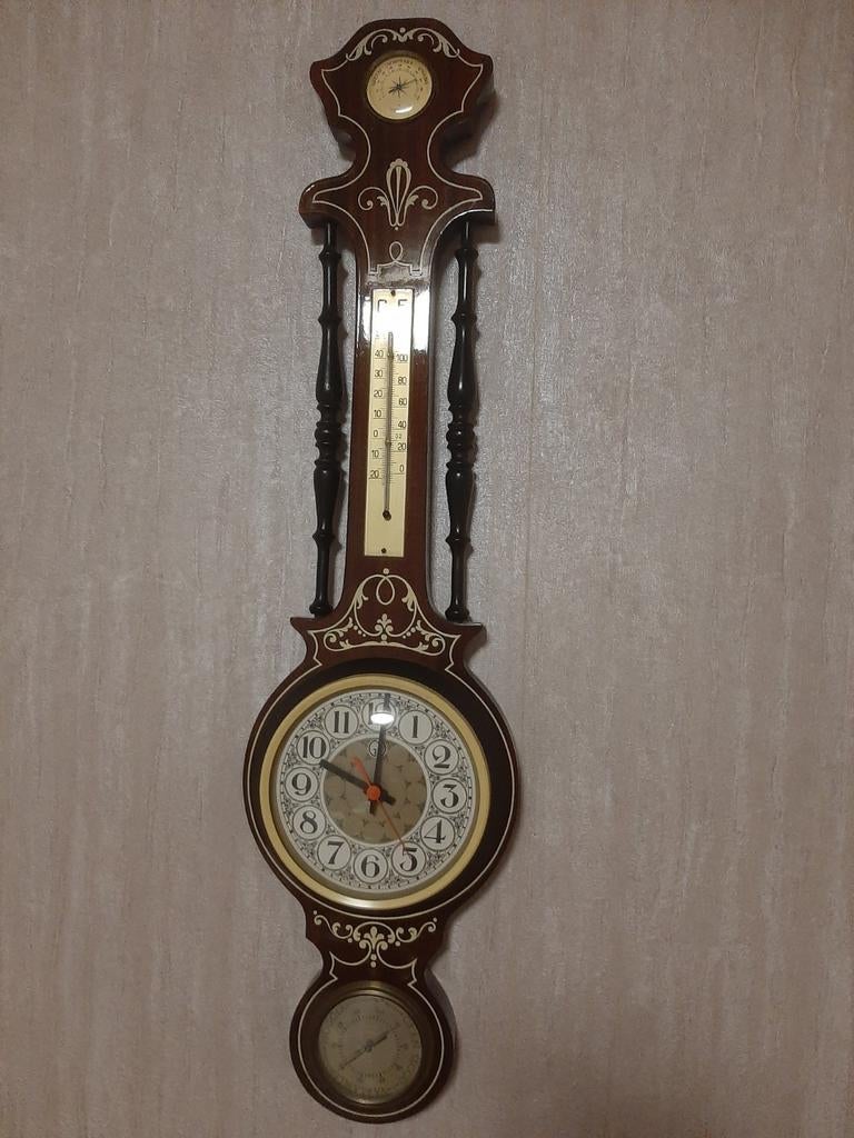 Horloge murale rétro avec baromètre, thermomètre et hygromèt, Enlèvement ou Envoi