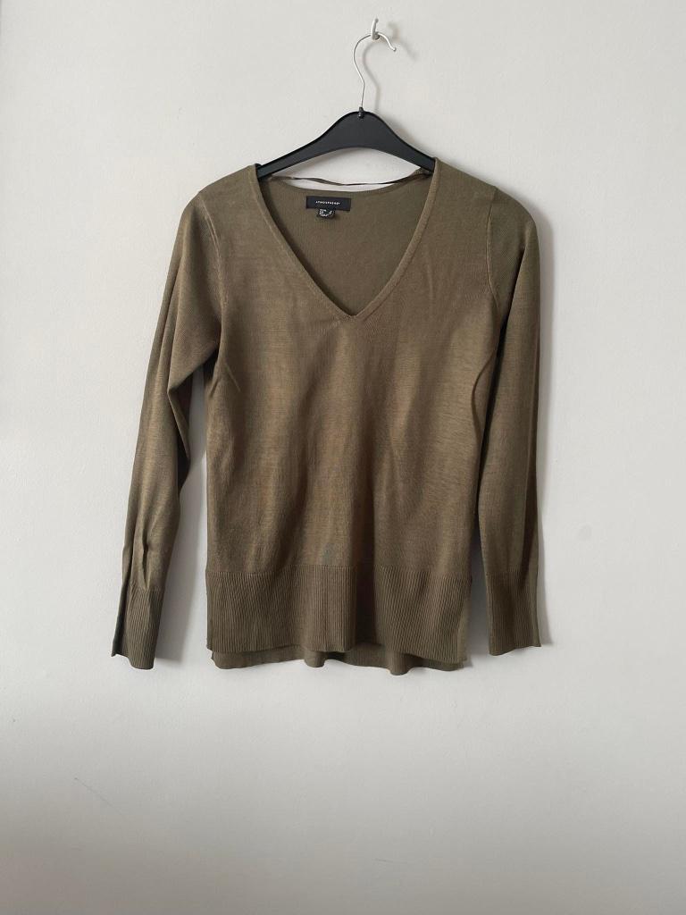 DUNNE KAKI TRUI met V-hals atmosphere S, Kleding | Dames, Ophalen of Verzenden, Zo goed als nieuw, Maat 36 (S), ATMOSPHERE