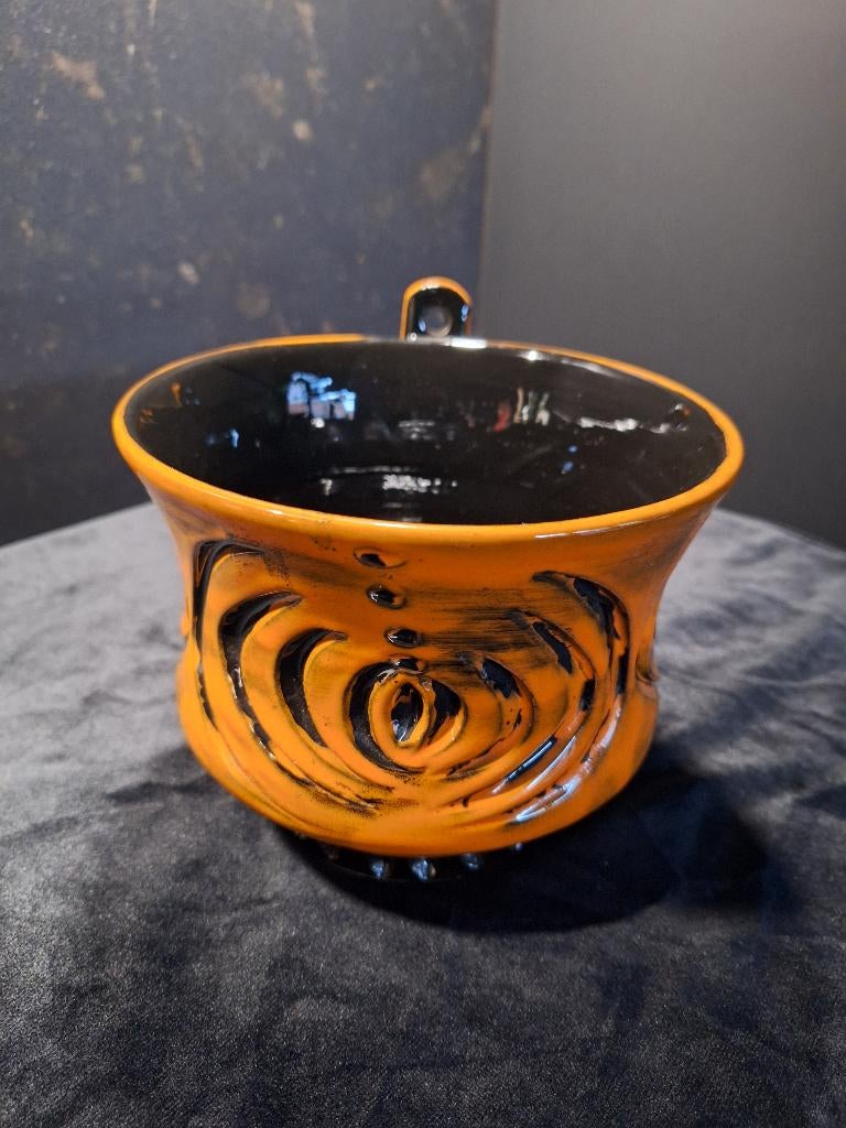 Vintage hangpot in geglazuurd terracotta, Ophalen of Verzenden