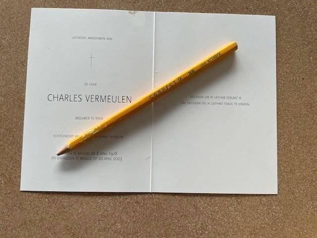 IEPERSE BROUWER DHR CHARLES VERMEULEN -YPRA BIEREN, Verzamelen, Ophalen of Verzenden, Bidprentje