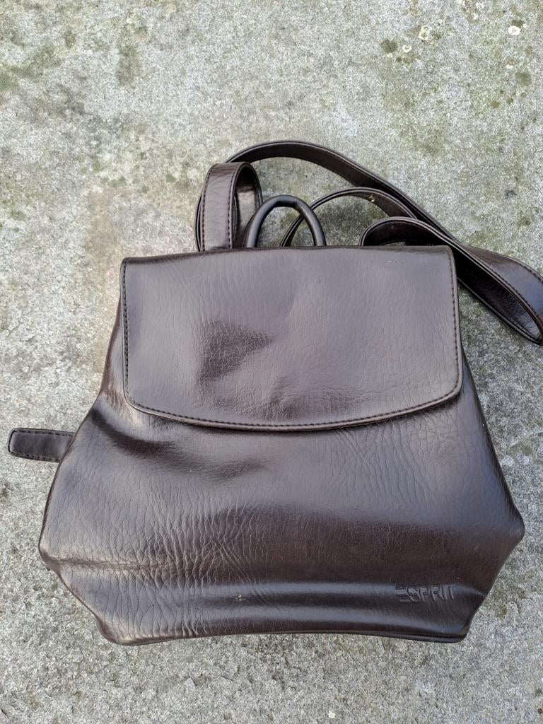 Handtas /rugzakje "esprit" donkerbruin, Ophalen of Verzenden, Zo goed als nieuw, Handtas