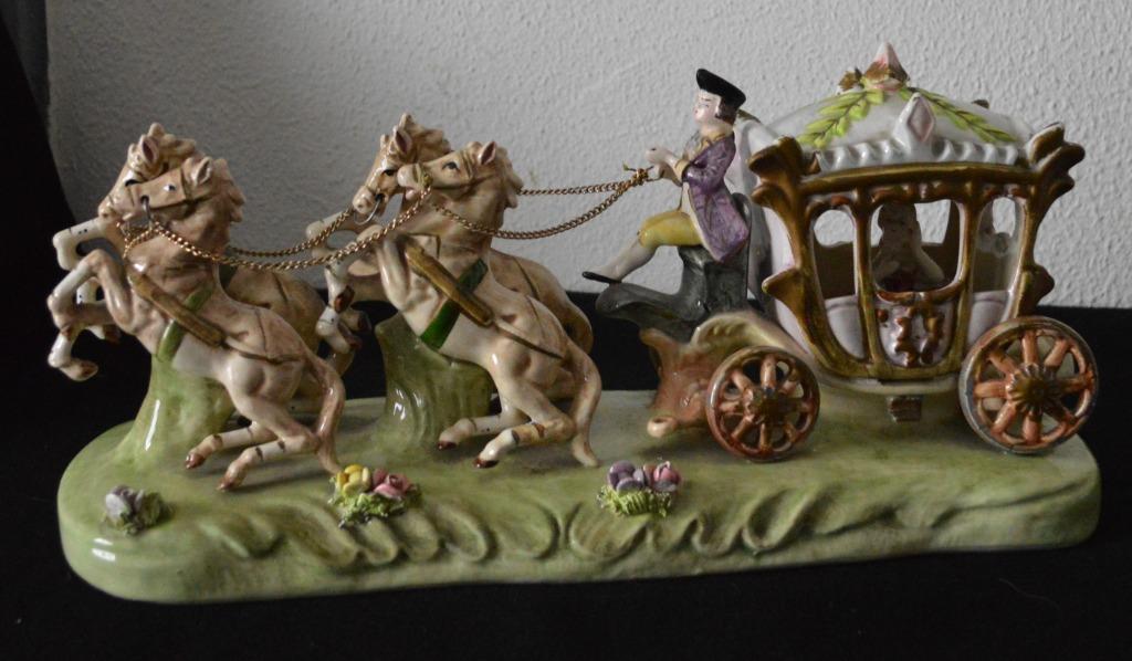 Calèche vintage avec 4 chevaux, Naples, Antiquités & Art, Enlèvement ou Envoi