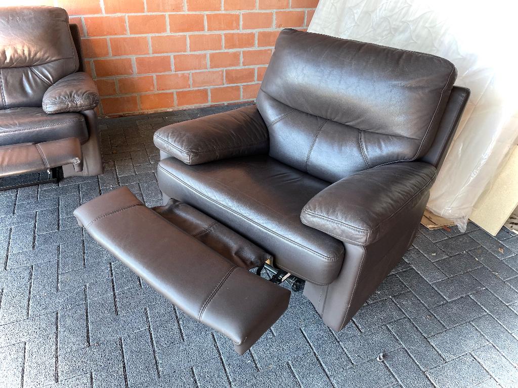 Leder zetel met relax - NIEUWSTAAT, Huis en Inrichting, Fauteuils, Ophalen, Zo goed als nieuw, Leer