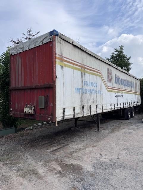 Fruehauf D23C 2-asser schuifzeil oplegger huifwagen bj 1990, Particulier, Aanhangers en Opleggers, Te koop