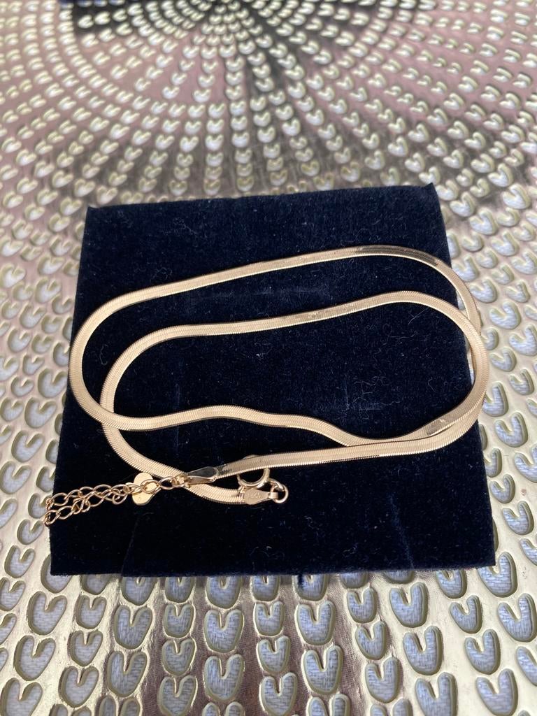 18k gouden halsketting van spiegelgaas, Handtassen en Accessoires, Kettingen, Ophalen, Zo goed als nieuw, Goud, Goud