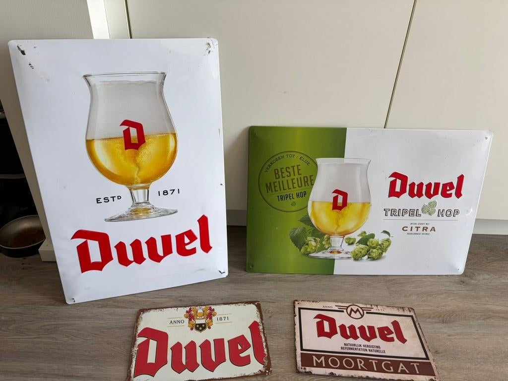 Duvel - Enkele reclameborden, Verzamelen, Ophalen, Gebruikt, Reclamebord, Plaat of Schild, Duvel