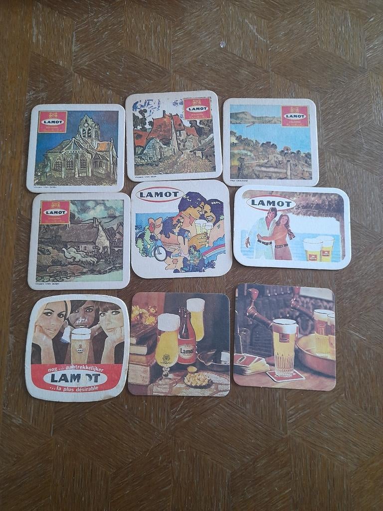 9 bierviltjes lamot, Verzamelen, Biermerken, Ophalen of Verzenden