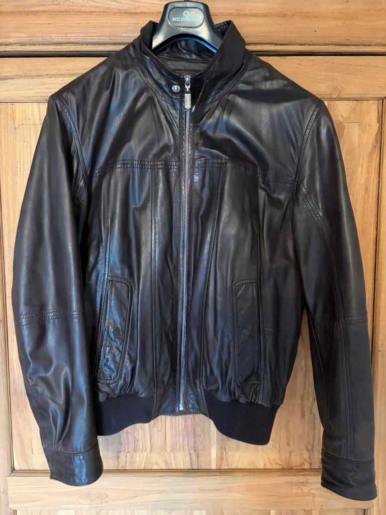 Lederen heren jas, Enlèvement, Comme neuf, Taille 52/54 (L), Brun