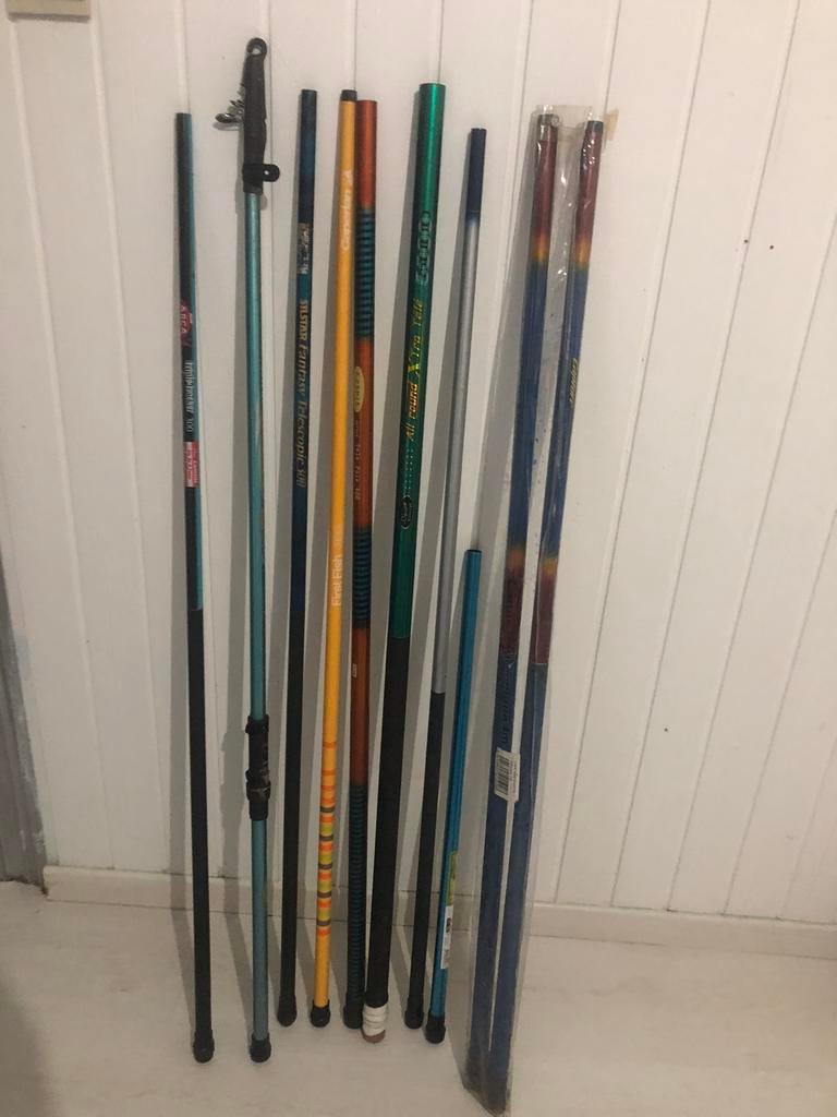 10 cannes à pêche aux coup entre 3 et 5 metres., Enlèvement, Utilisé, Ligne fixe