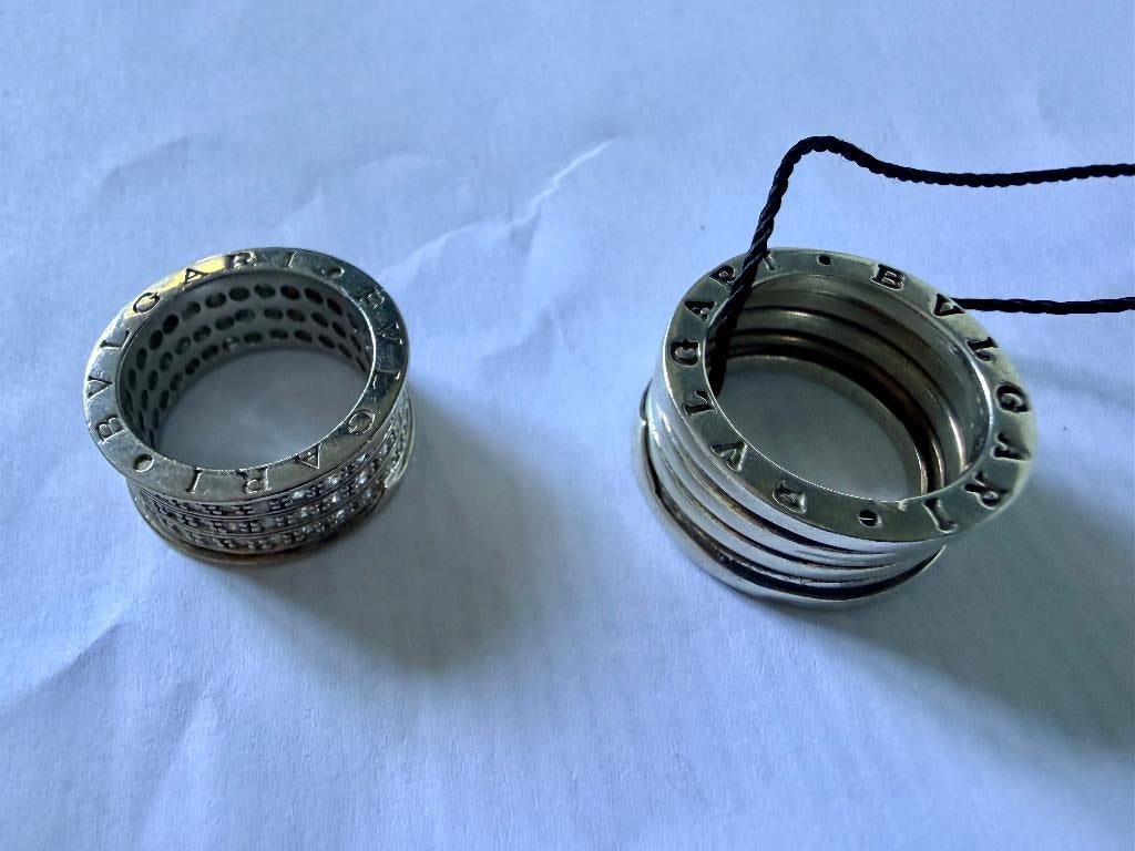 Bvlgari Ringen 2 x - Zilver 925 - B.Zero1, Met kristal, 18 tot 19, Gebruikt, Ophalen of Verzenden