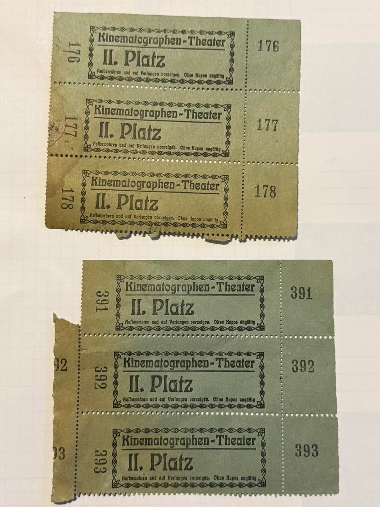Duitse cinematickets WOI zeldzaam, Verzamelen, Ophalen of Verzenden