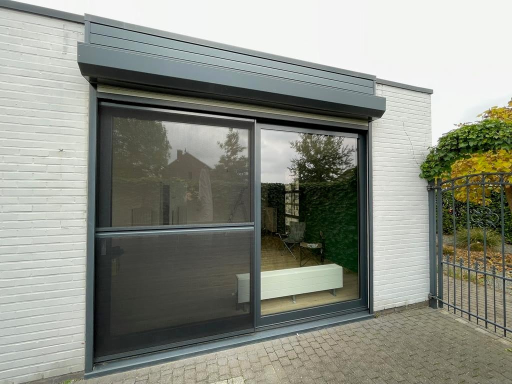 Aluminium schuifdeur met HR dubbel glas en vliegenraam, Doe-het-zelf en Bouw, Deuren en Vliegenramen, Ophalen, Gebruikt, Schuifdeur