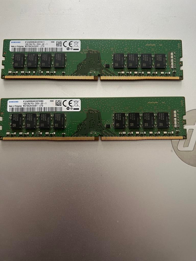 DDR4 2x 16GB 2666, Computers en Software, RAM geheugen, Ophalen, Zo goed als nieuw, DDR4