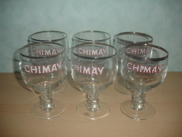 Bierglas Chimay Trappist, 33cl, zilveren boord, Ophalen of Verzenden, Zo goed als nieuw, Glas of Glazen, Overige merken
