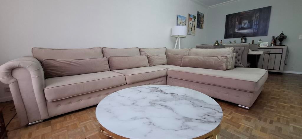 Fauteuil beige claire design élégant., Maison & Meubles, Canapés | Coins salons complets, Enlèvement