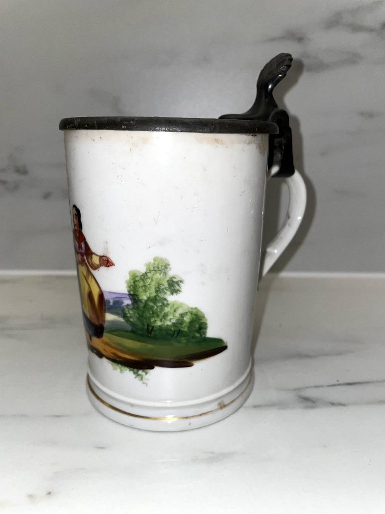 Chope en Porcelaine Biedermeier / Vieux Paris avec Couvercle, Antiquités & Art, Enlèvement ou Envoi