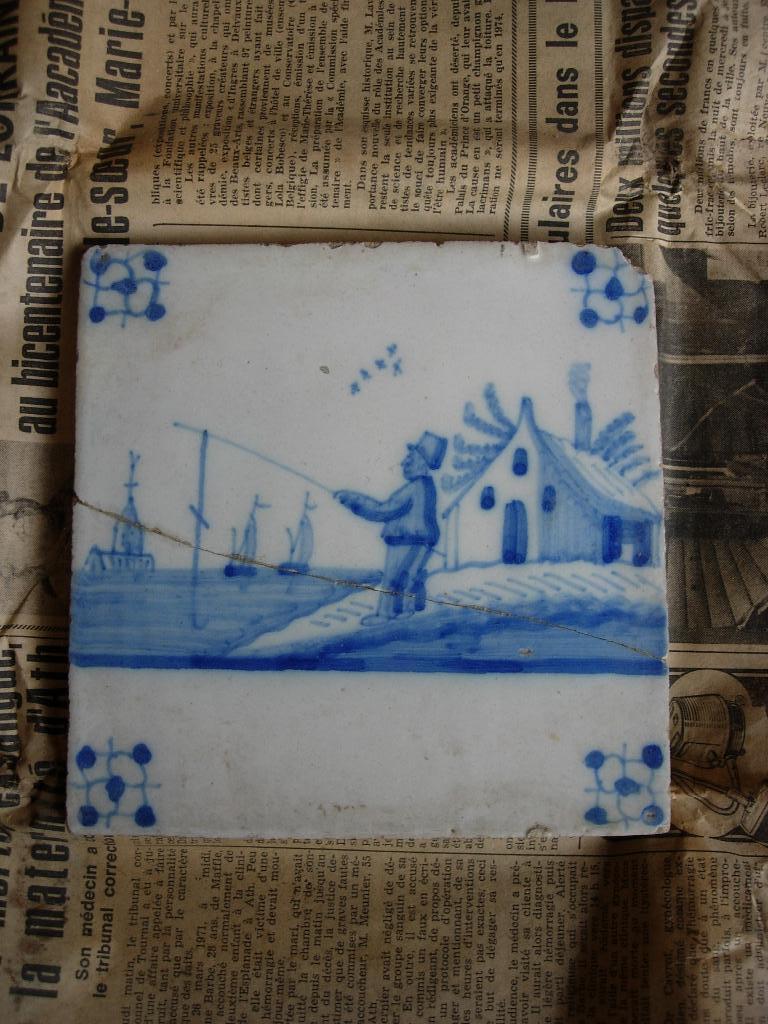 Carrelage de Delft avec pêcheur, Enlèvement ou Envoi, Utilisé