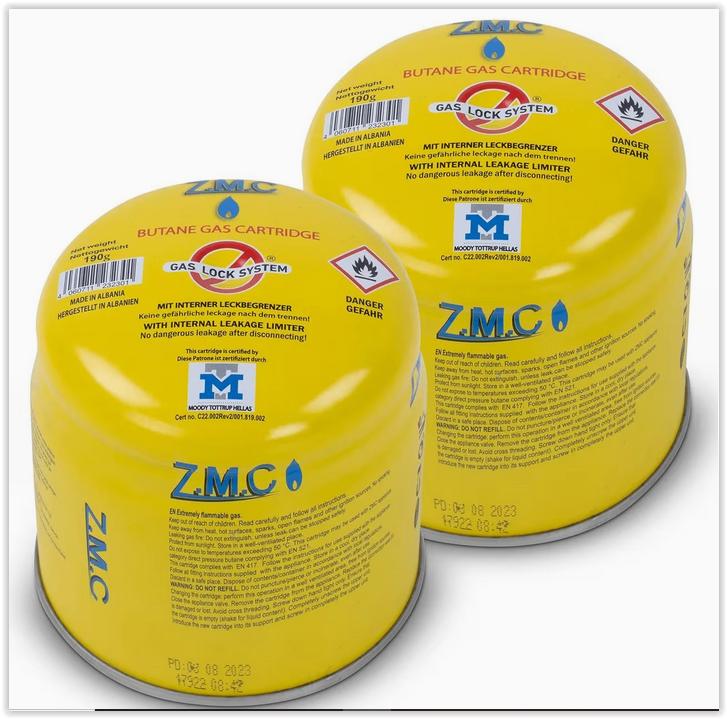 2 Gascartouches Butaan ZMC 190g Type C200 EN417 Cartouche, Ophalen, Nieuw