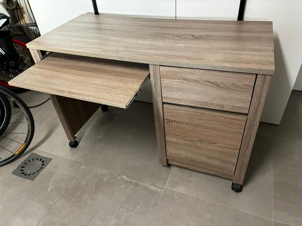 Meubella - Bureau Monaco - Truffel eiken - 120 cm, Huis en Inrichting, Ophalen, Gebruikt, Bureau