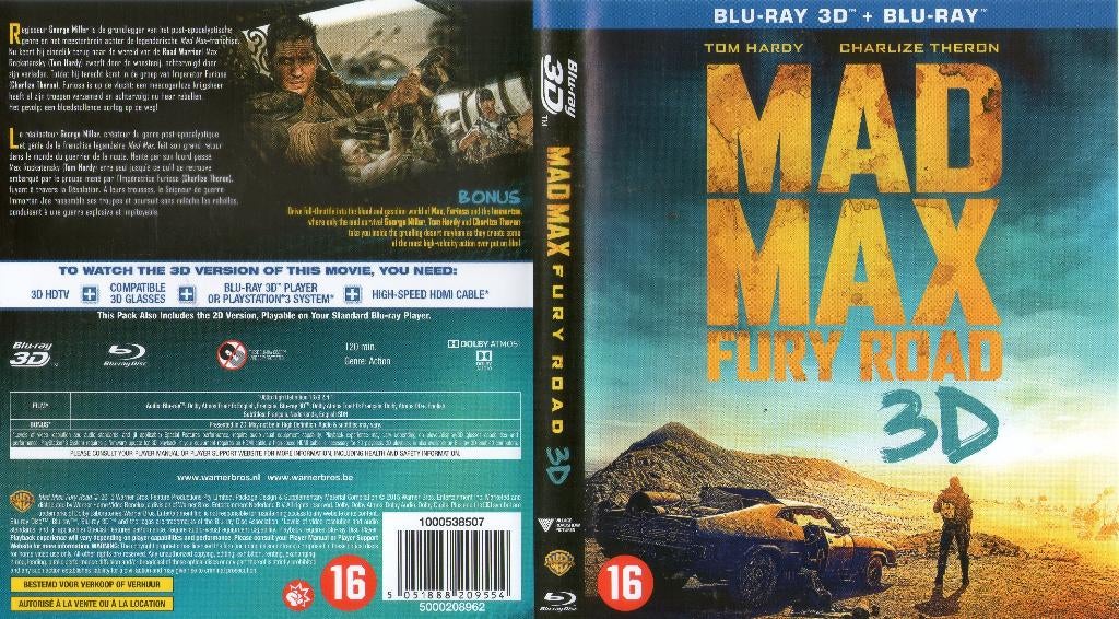 mad max  fury road (blu-ray 3D + blu-ray) nieuw, Ophalen of Verzenden, Zo goed als nieuw, Science Fiction en Fantasy