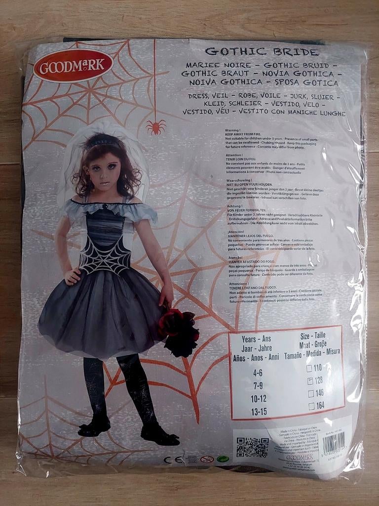 Déguisement robe de mariée gothique taille 128. Neuf, Enlèvement ou Envoi, Neuf, 122 à 128, Fille