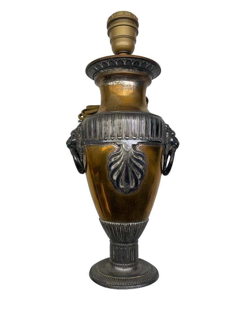 Pied de lampe Art Nouveau Orivit vers 1900 métal argenté