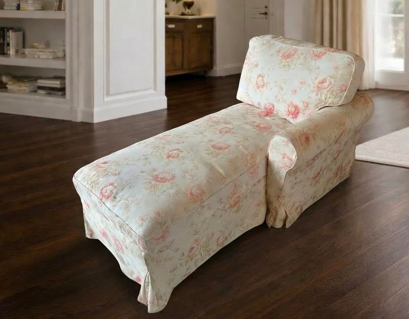 Méridienne IKEA EKTORP – tissu écru floral - peu utilisé, Maison & Meubles, Enlèvement, Comme neuf, Tissus