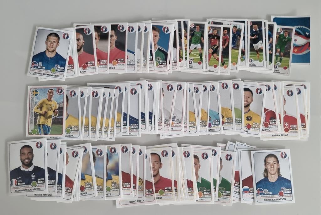 Lot de 123 vignettes Panini UEFA EURO 2016 France, Enlèvement ou Envoi