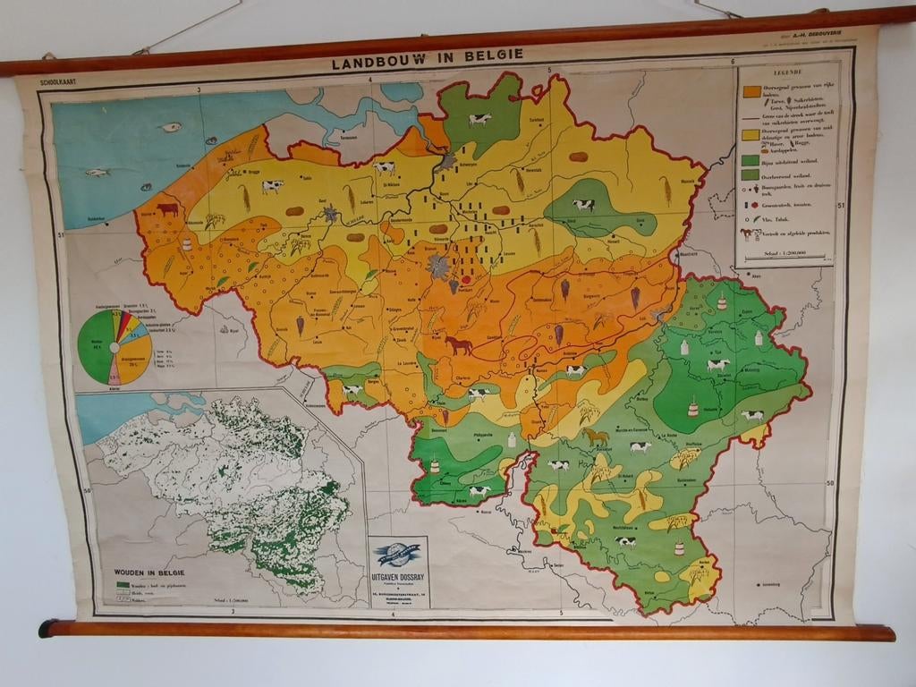 Carte murale ancienne : Agriculture de la Belgique, Enlèvement