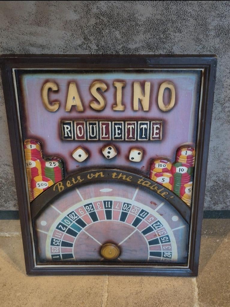 Tableau pub en bois Casino Roulette, Enlèvement ou Envoi, Comme neuf