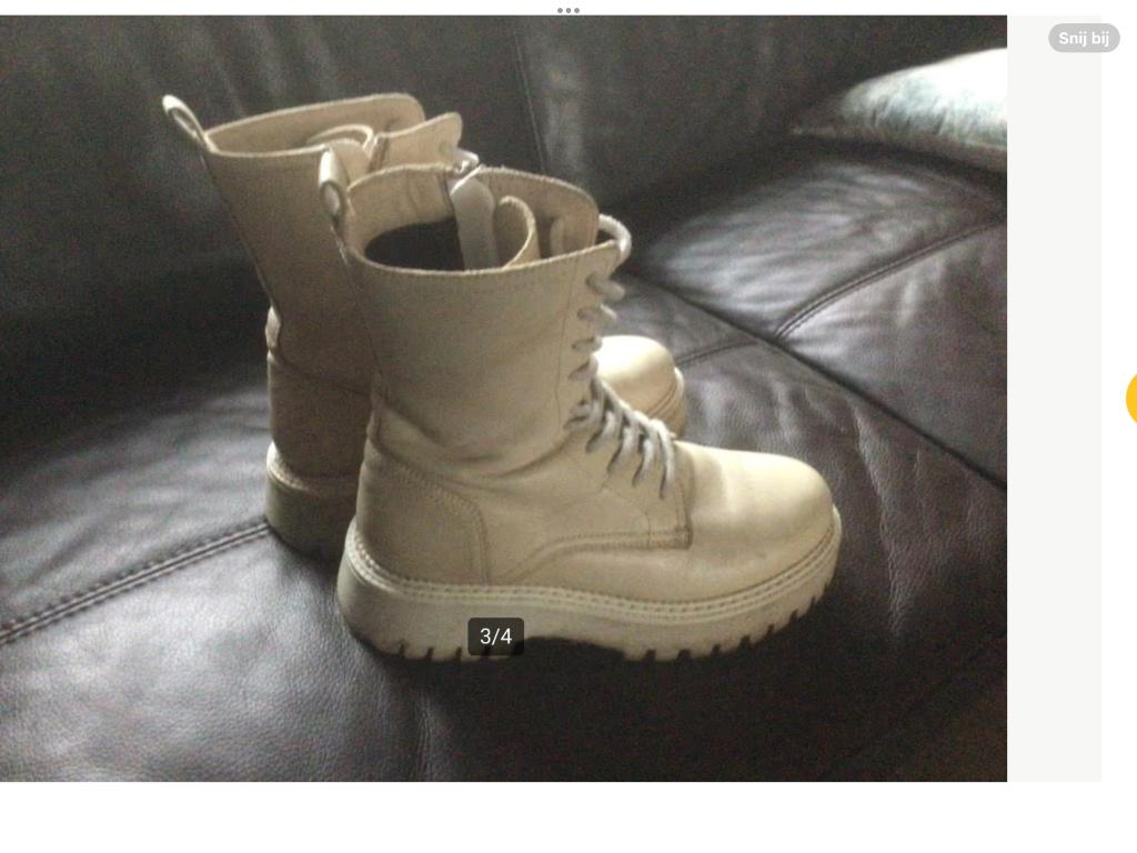 Lederen bottines maat 37, Beige, Zo goed als nieuw, Wandelschoenen, Ophalen of Verzenden