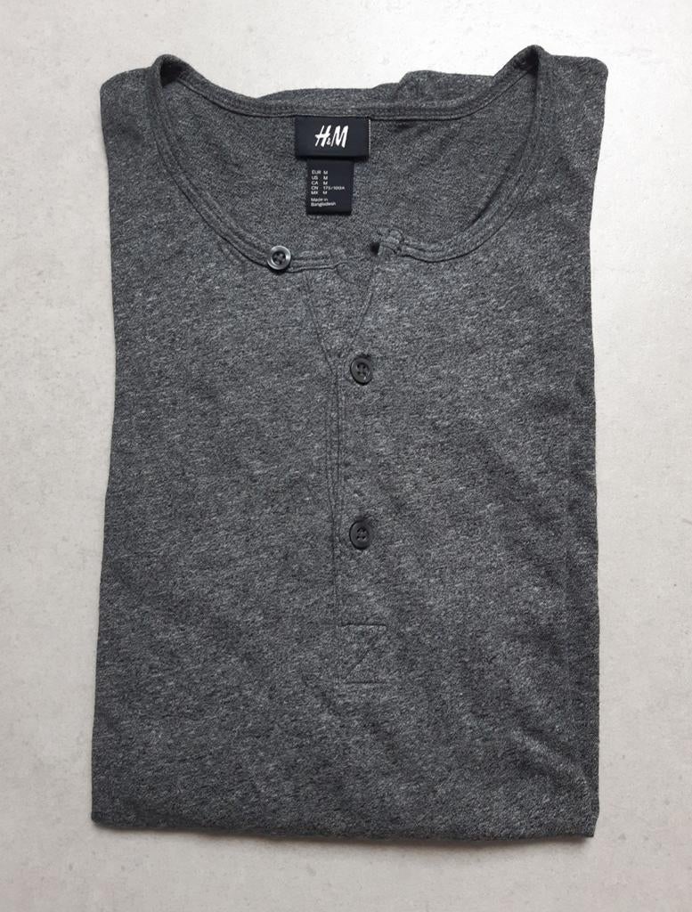H&M grijs T-shirt met lange mouwen voor heren, maat M, Kleding | Heren, T-shirts, Maat 48/50 (M), Ophalen of Verzenden, Zo goed als nieuw