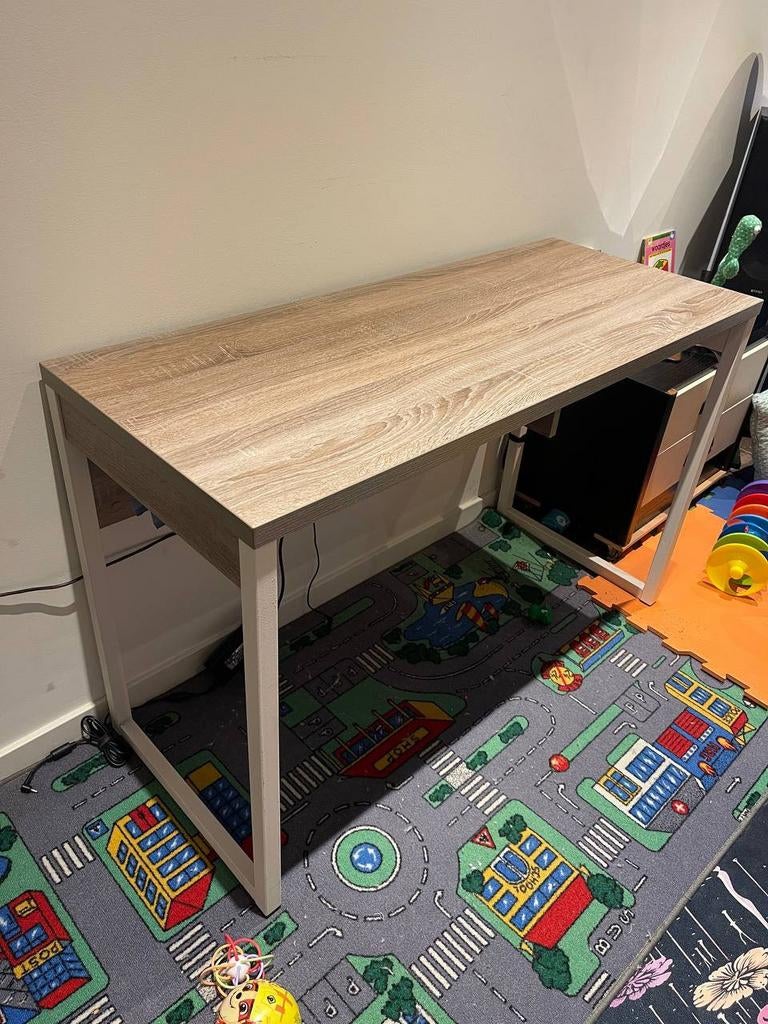 Bureau élégant de style scandinave (bois/métal), Moderne, Enlèvement, Blanc, Bois