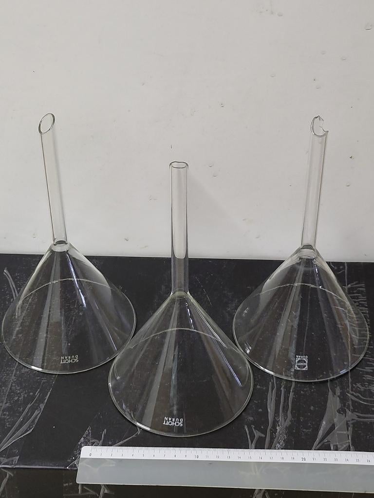 3x Entonnoirs en verre Schott Duran 15 cm, Enlèvement