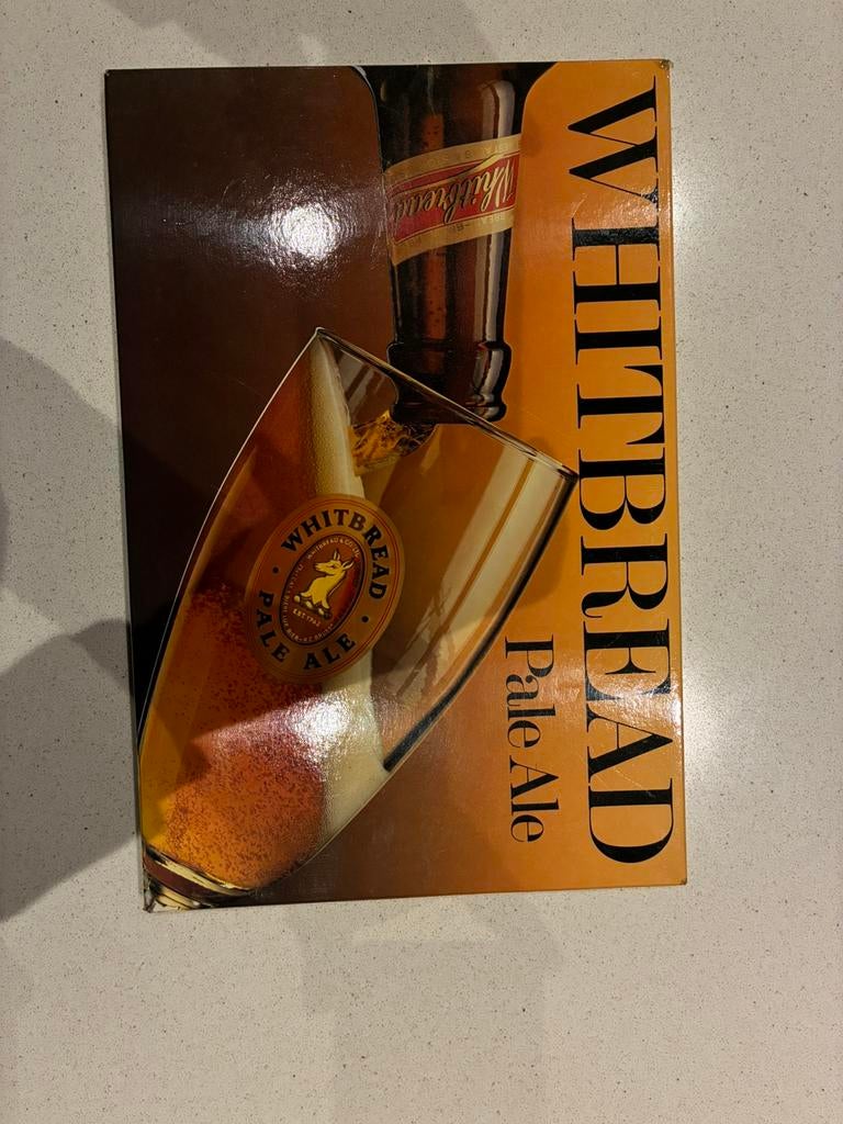 vintage Whitbread Pale Ale 37x25x1,5cm, Verzamelen, Biermerken, Ophalen, Gebruikt, Reclamebord, Plaat of Schild