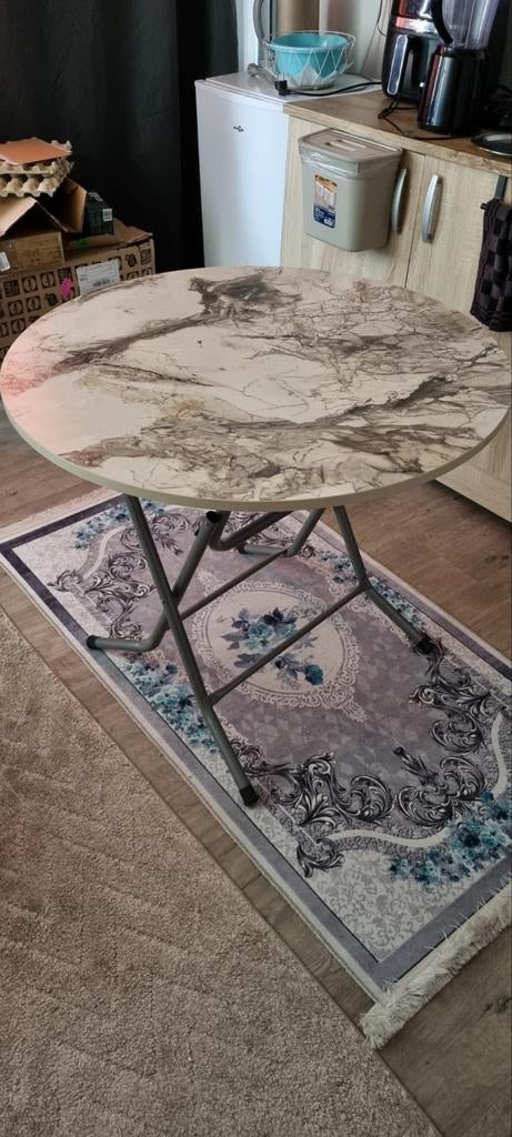 Table pliante ronde effet marbre, Rond, 50 à 100 cm, Comme neuf, Enlèvement