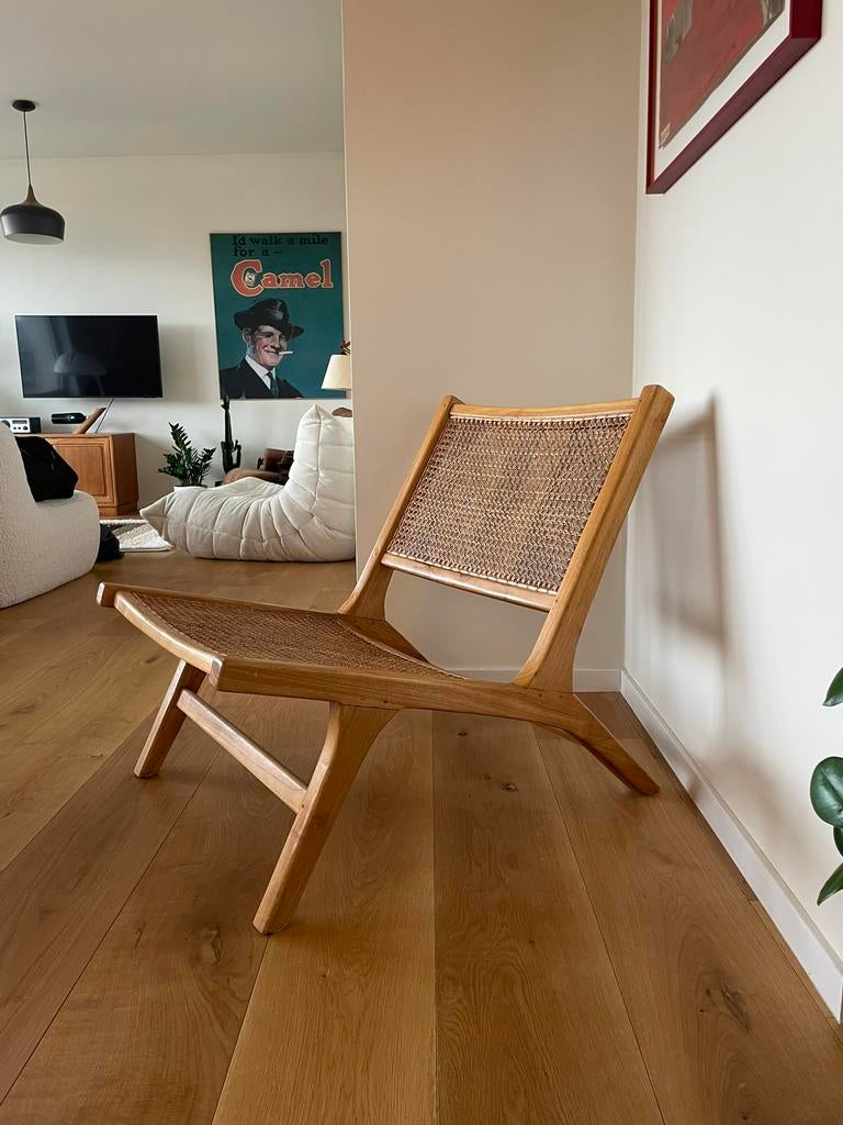 Vintage design rotan chair stoel eenzit zetel, Huis en Inrichting, Ophalen, Zo goed als nieuw