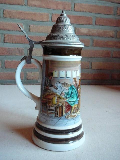 pot à bière Pul avec étain (?) Couvercle Bareuther Waldsasse, Enlèvement ou Envoi, Utilisé, Chope(s), Autres marques