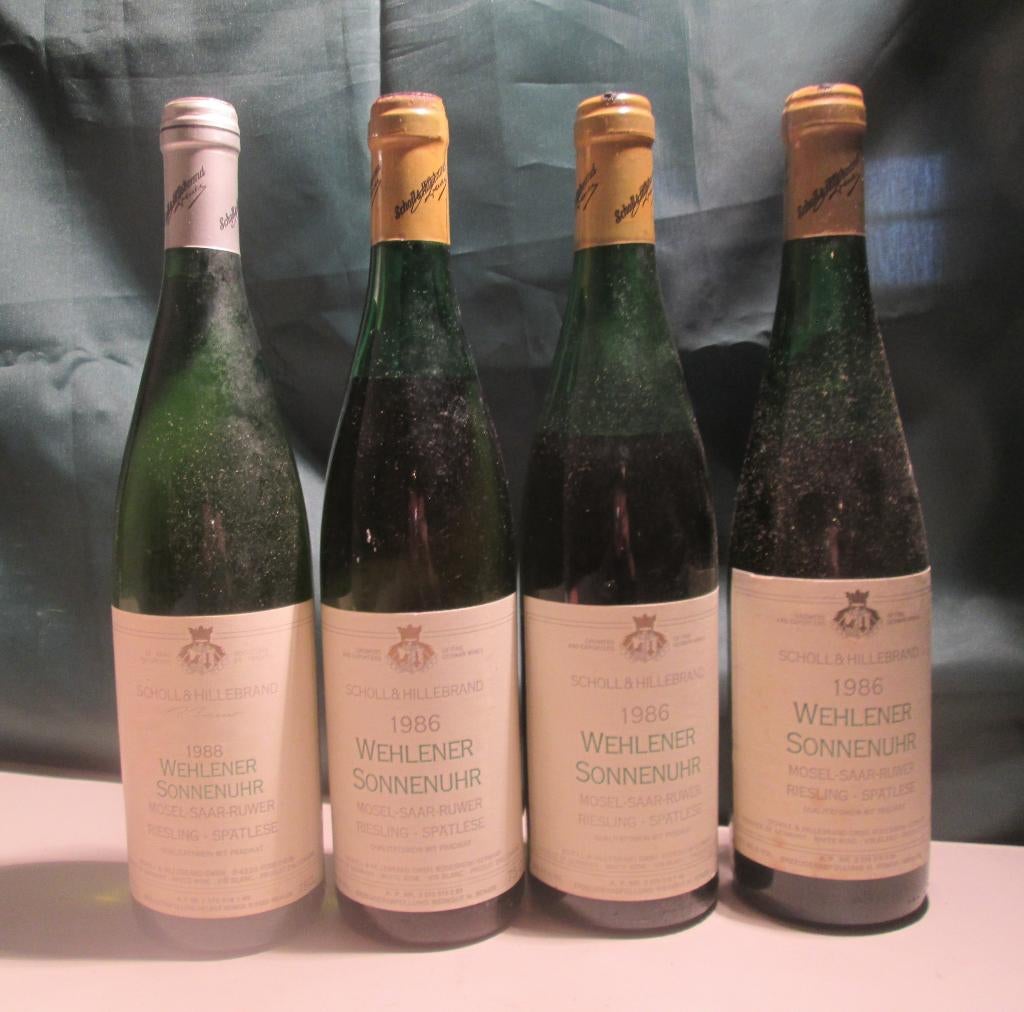 4x Witte Duitse Wijn - Wehlener Sonnenuhr - 1986/1988, Verzamelen, Overige gebieden, Ophalen of Verzenden, Vol, Witte wijn