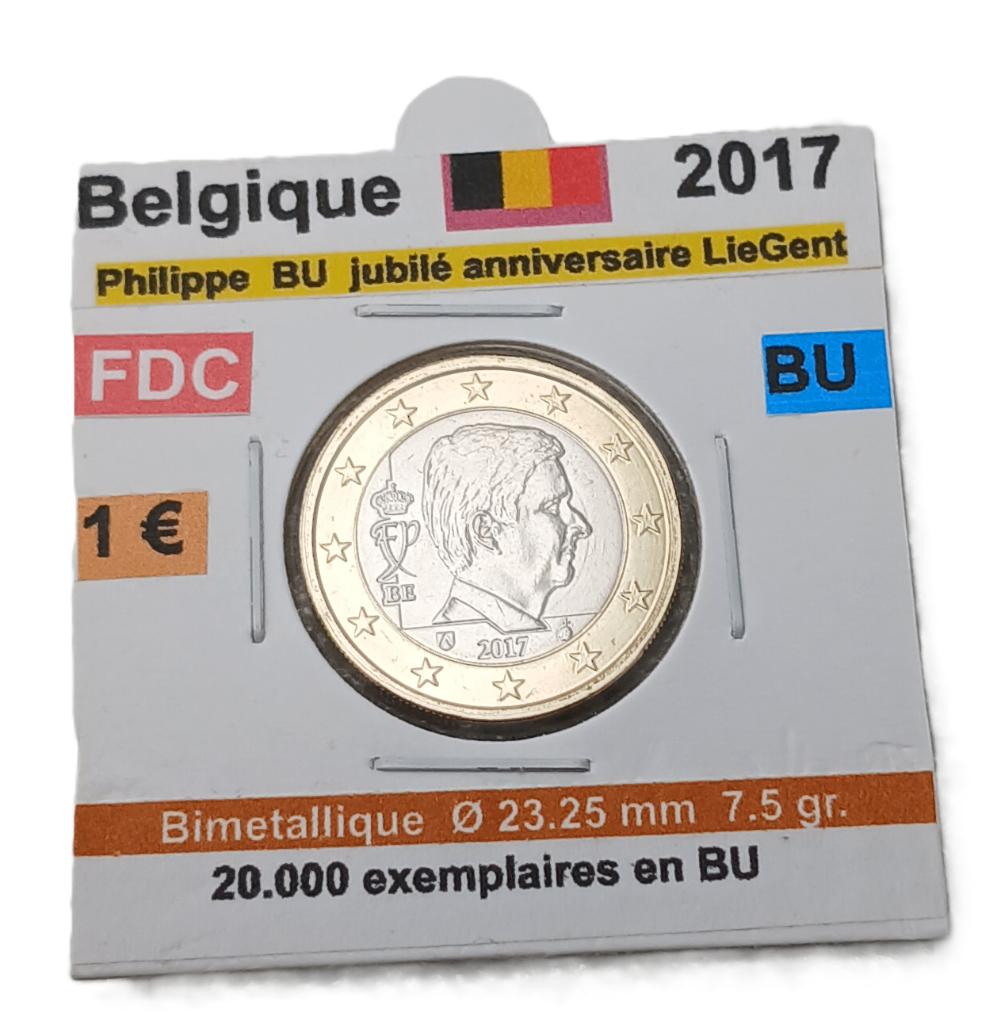 Belgique 1 €uro 2017 FDC en BU 20.000 ex. NEW., Timbres & Monnaies, Envoi, Belgique, 1 euro, Monnaie en vrac