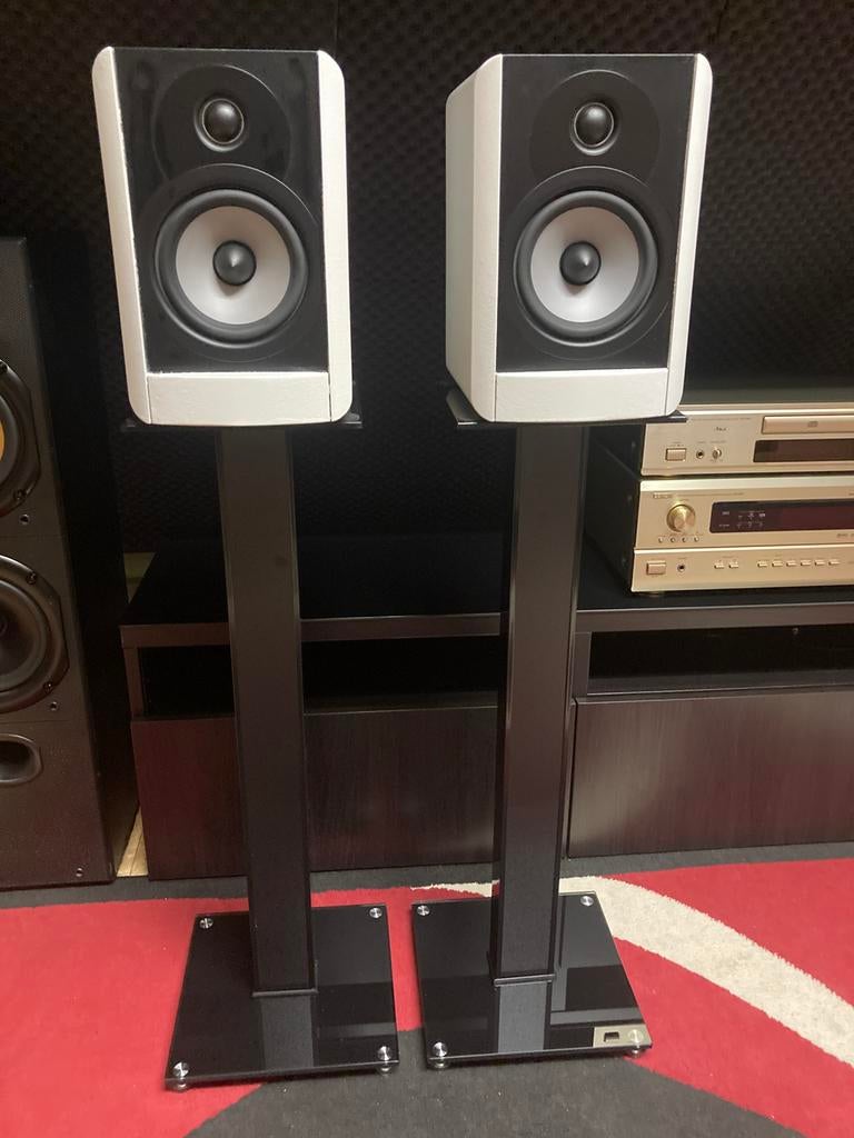 BOSTON ACOUSTICS A25 luidsprekers/speakers met stands wit, Ophalen, Zo goed als nieuw