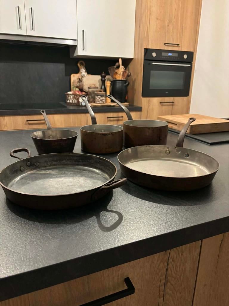 Set koperen kookpotten, Antiek en Kunst, Ophalen