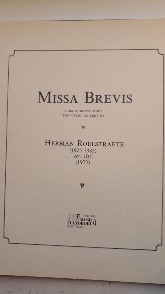 MISSA  BREVIS                 H. Roelstraete, Muziek en Instrumenten, Bladmuziek, Koor, Ophalen of Verzenden, Religie en Gospel