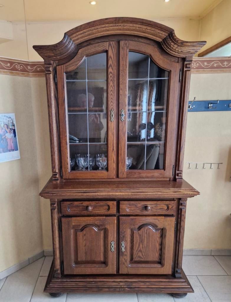 Retro vitrinekast, Huis en Inrichting, Kasten | Buffetkasten, Ophalen, Gebruikt, 200 cm of meer, Overige houtsoorten