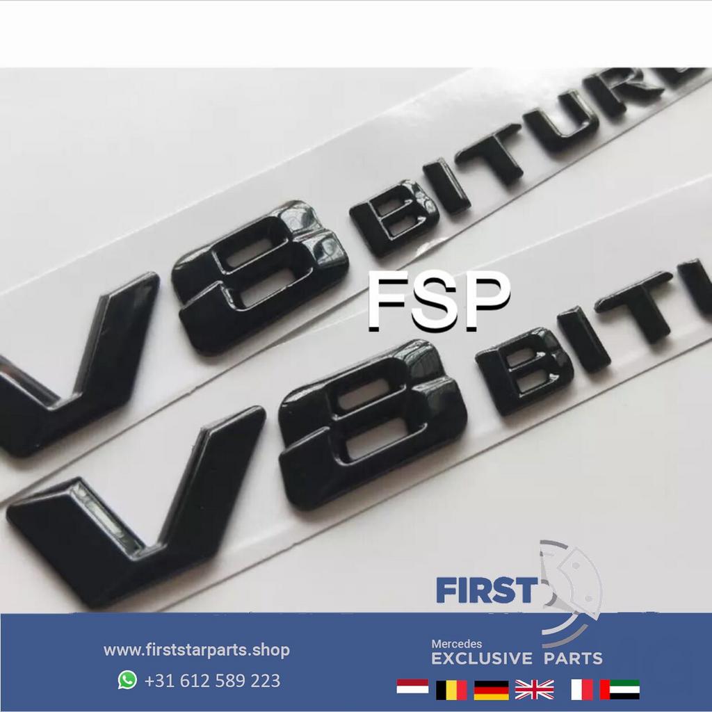 V8 BI TURBO LOGO SET ZWART E63 BITURBO EMBLEEM Mercedes E Kl