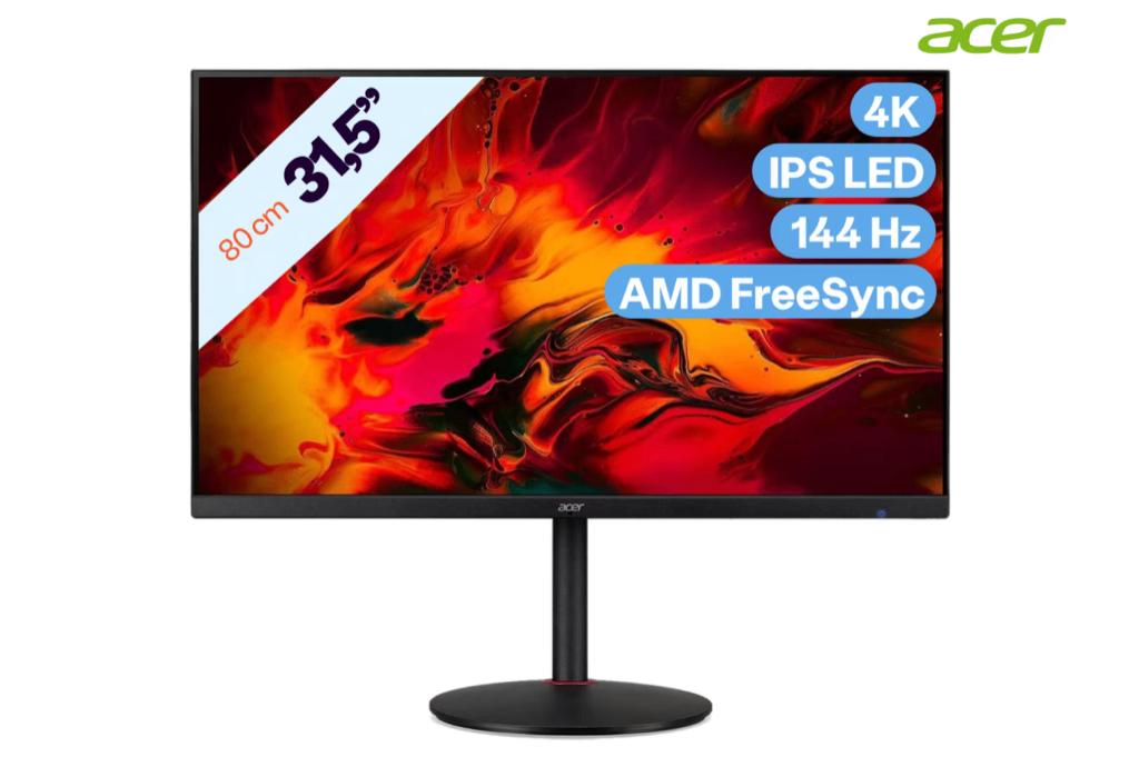 Acer Nitro 31,5" 4K IPS Gaming Monitor I XV322QKKV, Gaming, IPS, Moins de 1 ms, Comme neuf